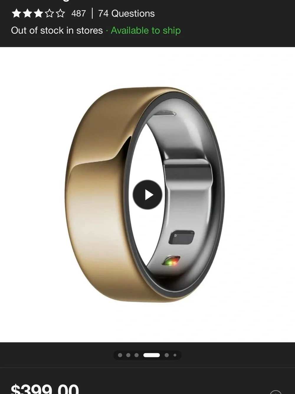 Oura Ring 4 - Gold Smart Ring (Size 9)